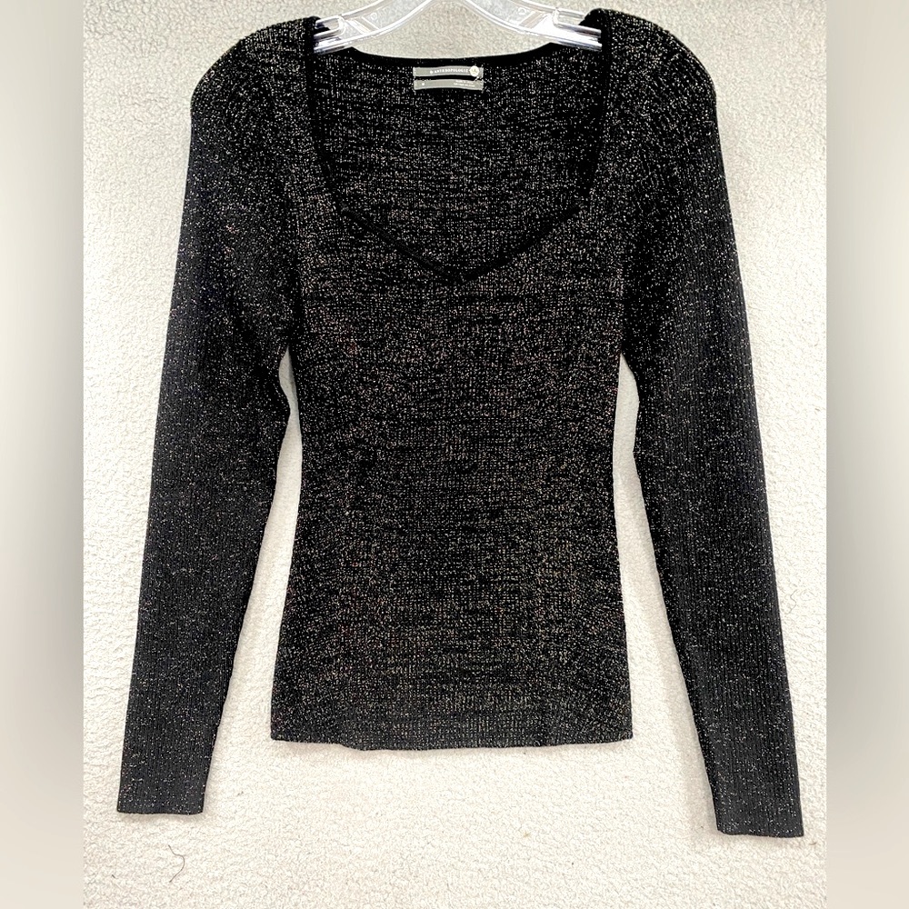 Black Shimmer Long-Sleeve Knit Sweater